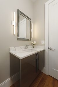 Meridian Homes - Custom Home Modern Powder Room - Bathroom