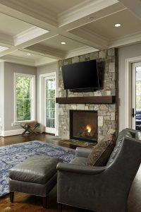Meridian Homes - Family Room with stone fireplace