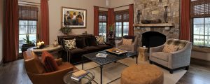 Meridian Homes - Family Room with Stone Fireplace